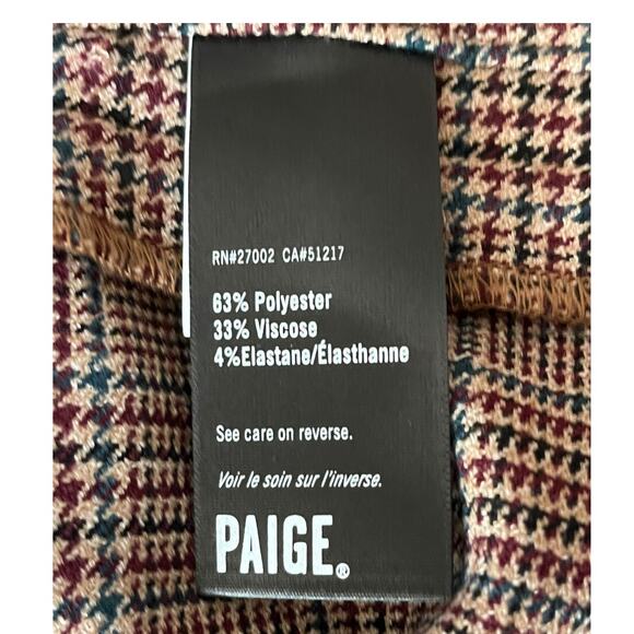 Paige Pants Claudine Houndstooth Plaid High Waist ankle flare size 8 - Picture 6 of 7